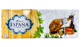 Хамон Serrano Reserva Espana 5,5–6 кг, 14 місяців, Іспанія, подарунковий набір (підставка для хамону + ніж) - фото