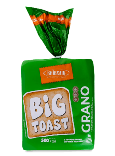 Хліб тостовий БІГ ТОСТ Grano цільнозерновий з пророщеними зернами пшениці 500 г, нарізаний - фото