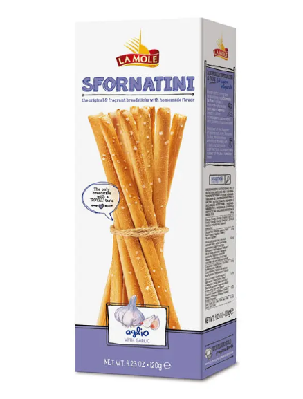 Хлібні палички La Mole Sfornatini Aglio with Garlic з часником 120 г - фото