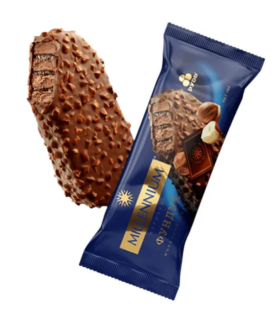 Морозиво Ескімо 80г Milennium молочн.шоколад-фундук(Рудь) - фото