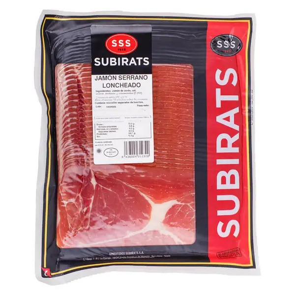 Хамон Subirats JAMON SERRANO Вакуум, нарізка, 500г, 7шт/ящ - фото