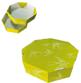 Коробка 380*380*105мм(повна заливка) оливка+(ластівки)білі - фото