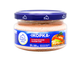 Ікорний продукт з ікрою риби та копченою сьомгою Водний Світ 160 г - фото