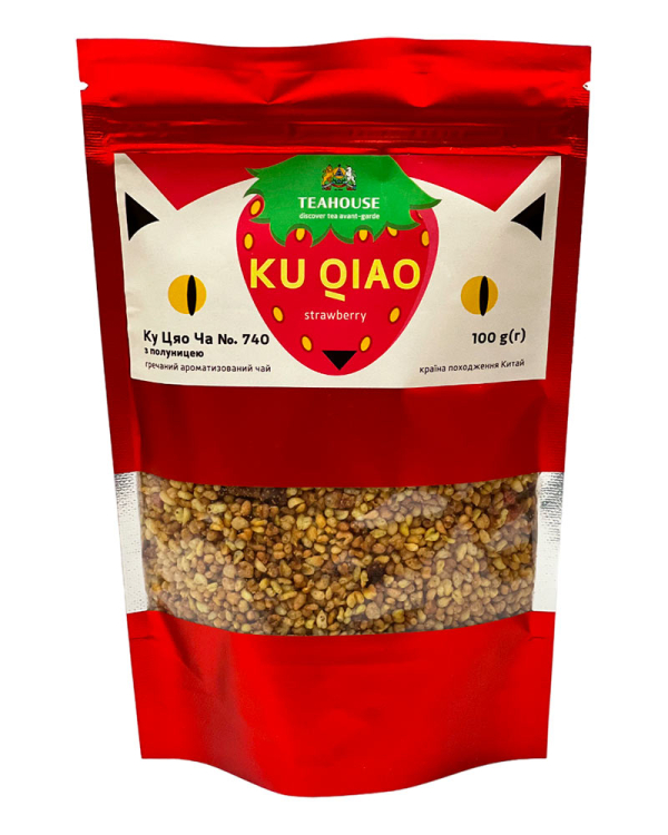 Чай гречаний світлий "Teahouse" Ку Цяо Ча з полуницею № 740, 100 г Чай гречаний світлий "Teahouse" Ку Цяо Ча з полуницею № 740, 100 г - фото