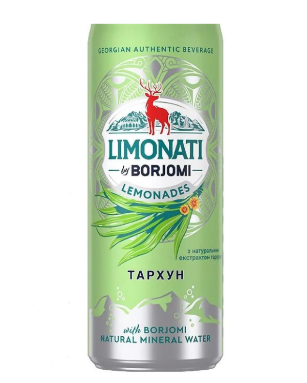 Лимонад "Лімонаті від Боржомі" 0,33л (ж/б) Тархун - фото