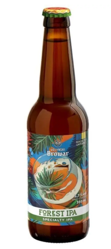 Пиво  світле "Волинський Бровар "Forest IPA" нефільтроване 0,35 л Пиво  світле "Волинський Бровар "Forest IPA" нефільтроване 0,35 л - фото