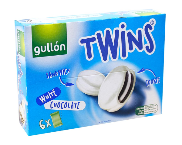Печиво GULLON Twins сендвіч в білому шоколаді, 252 г, 10 шт/ящ - фото