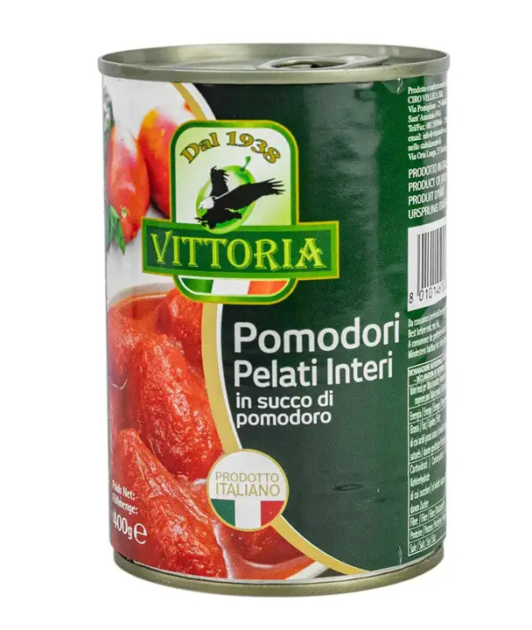 Помідори цілі VITTORIA Pellati di Pomodoro, ж/б, 400 г, 24шт/ящ - фото