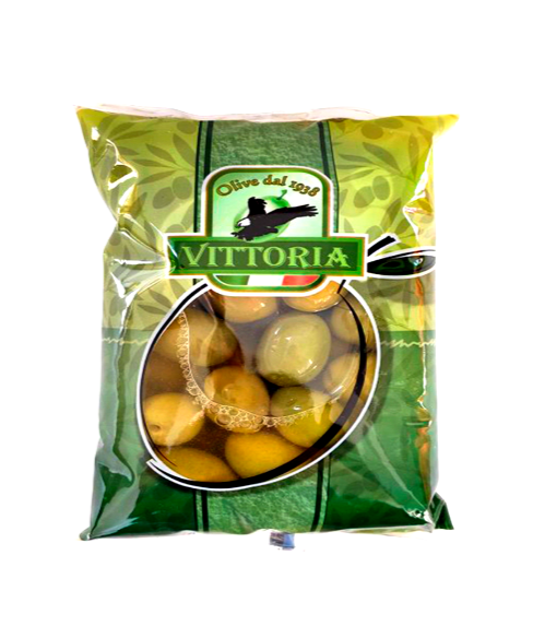 Оливки зелені VITTORIA Verdi Dolci Giganti ПАКЕТ, 250г, 20шт/ящ - фото