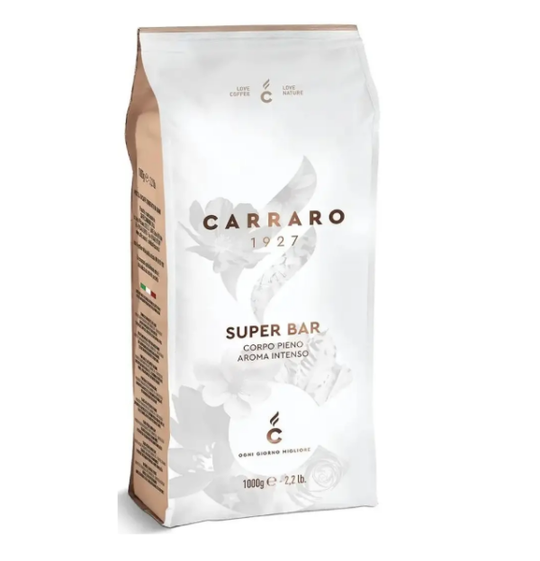 Кава нат. смажена в зернах CARRARO SUPER BAR 1кг - фото
