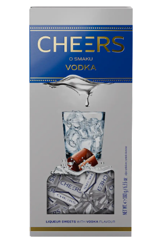 Цукерки Mieszko Cheers Vodka шоколадні праліне з алкогольною начинкою зі смаком горілки, 180 г - фото