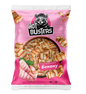 Чіпси фігурні Hot Busters зі смаком бекону 90 г - фото