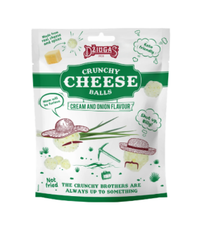 Хрусткі сирні кульки Dziugas 45% з твердого сиру зі смаком вершків та цибулі, 40 г - фото