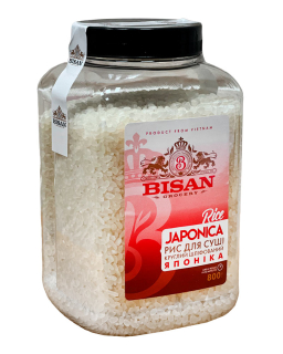 BISAN Рис Японіка (для суші) 800г пл/б (6шт.ящ) - фото