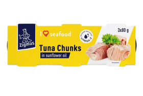 ZIGMAS "I love seafood" шматочки тунця в соняш.олії, 3*80г - фото
