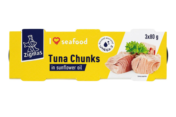 шматочки тунця в соняш.олії ZIGMAS "I love seafood", 3*80г - фото