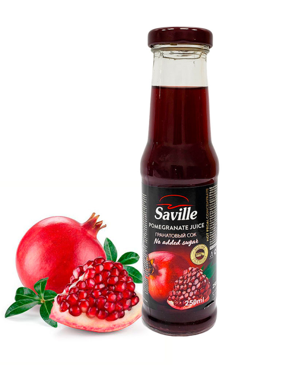 Сік гранатовий натуральний 100% без цукру Saville, 250 мл - фото