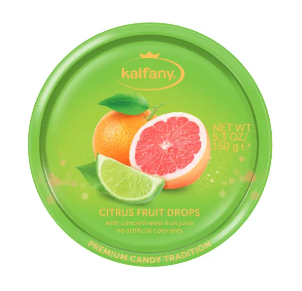Льодяники Kalfany Citrus Fruit цитрусові 150г, 10 шт/ящ - фото