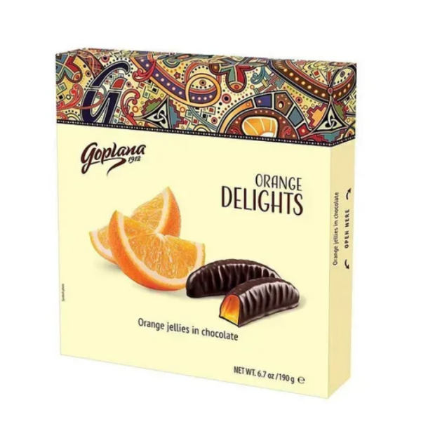 Жувальний мармелад Delights з апельсиновим смаком у шоколаді, 190 г - фото