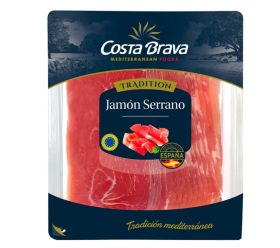 Хамон Costa Brava Jamon Serrano 250г (нарізка), 14ш т/ящ - фото