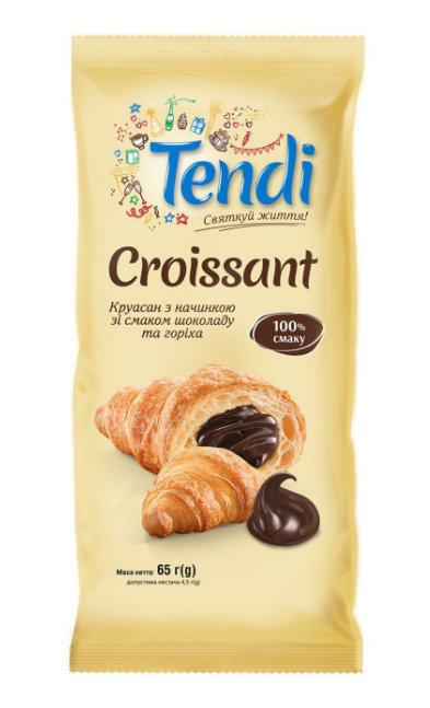 Круасани з начинкою зі смаком шоколаду та горіха 0,065 кг, в\с - фото
