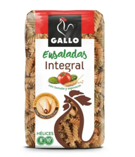 Макаронні вироби Gallo Ensaladas H?lices Integral Спіральки цільнозернові з томатами і шпинатом 400г - фото