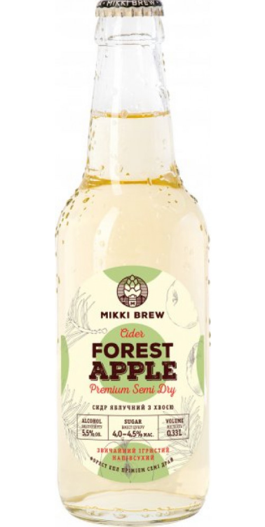 Сидр обыкновенный игристый ТМ MIKKI BREW "Forest Apple" полусухой 0.33л - фото
