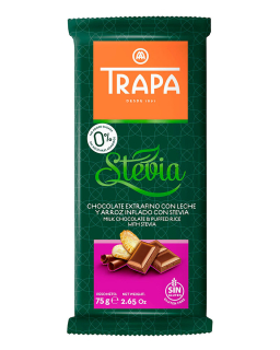 Шоколад 75г TRAPA STEVIA молочний з рисовими кульками, 18шт/ящ - фото