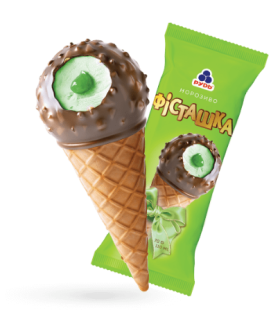 Морозиво ріжок 70гр Фісташка (Рудь) - фото