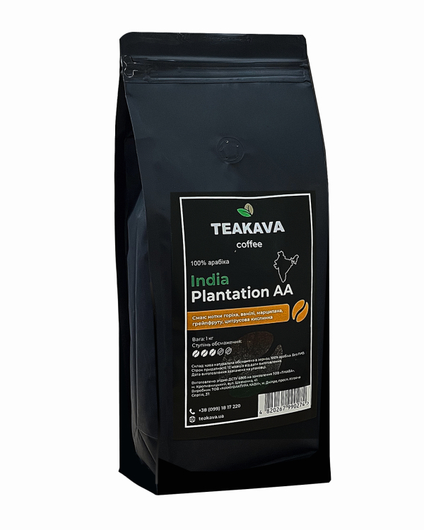 Кава в зернах Teakava India Plantation AA, 1 кг (4820267990274) - фото