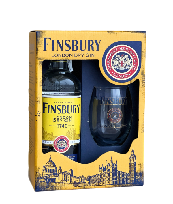 Набір Джин Finsbury 37,5% 0,7 л + склянка 465 мл - фото