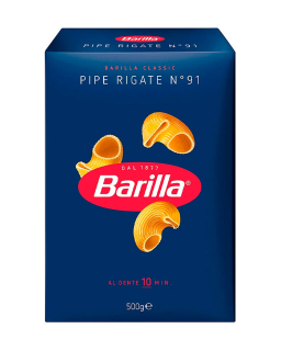 Макароны BARILLA 91 PIPE RIGATE, 500г - фото
