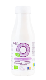 Органический йогурт безлактозный, 2,5% жирности, 280 г (с пробиотиком) - фото
