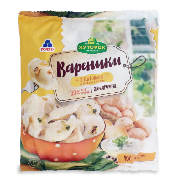 Вареники з картоплею та смаженою цибулею ТМ Хуторок 900 г - фото