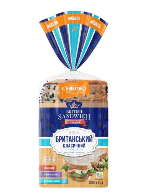 Хліб Британський класичний з молоком 0,35 кг, - фото