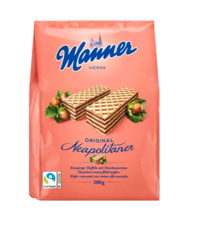 Вафли Manner Original Neapolitan с ореховым кремом 200 г.12шт/ящ - фото