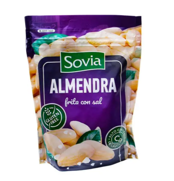 Миндаль Sovia Almendra жареный соленый, 200 г, 20 шт/ящ, - фото