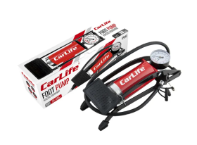 Ножна помпа CARLIFE 55×120 мм, одноциліндрова з манометром і адаптерами - фото