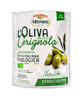 Оливки зелені без кісточки Monini Belia di Cerignola 150г - фото