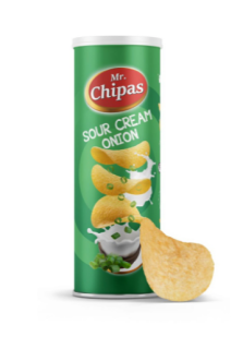 Чіпси Mr. Chipas Sour Cream and Onion, сметана і цибуля,тубус 160г,24шт/ящ - фото