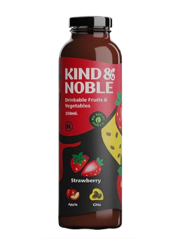 Смузі KIND&NOBLE Полуниця, яблуко, насіння чіа 0,25 л\скло - фото
