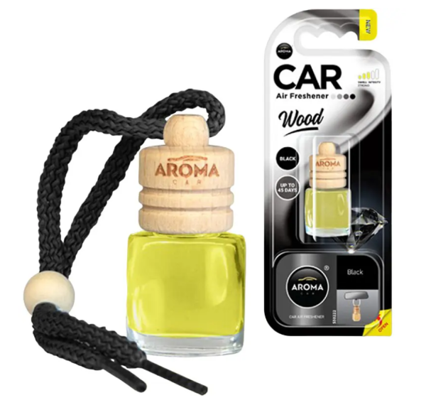 AROMA Ароматизатор Car Wood 6 ml- BLACK (24шт) - фото