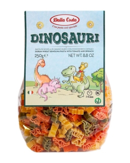 Макарони DALLA COSTA Dinosauri з томатом і шпинатом 250г,12шт/ящ - фото