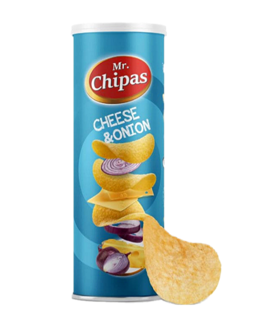 Чіпси Mr. Chipas Cheese and onion, сир та цибуля, тубус 160г, 24 шт/ящ - фото