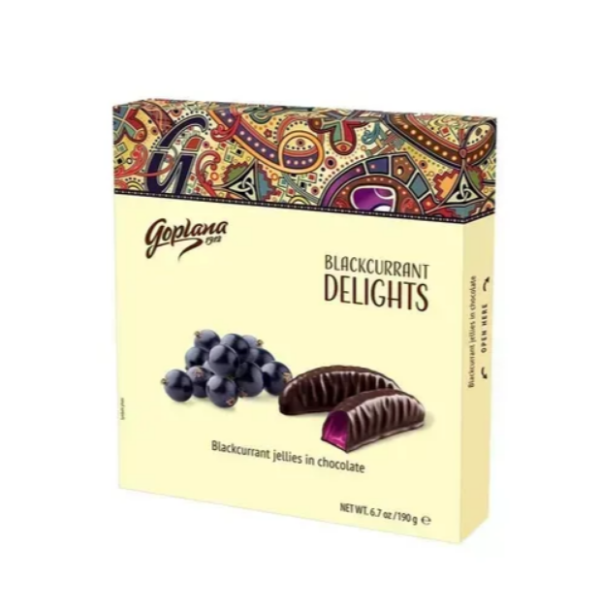 Жувальний мармелад Delights зі смаком смородини в шоколаді, 190 г - фото
