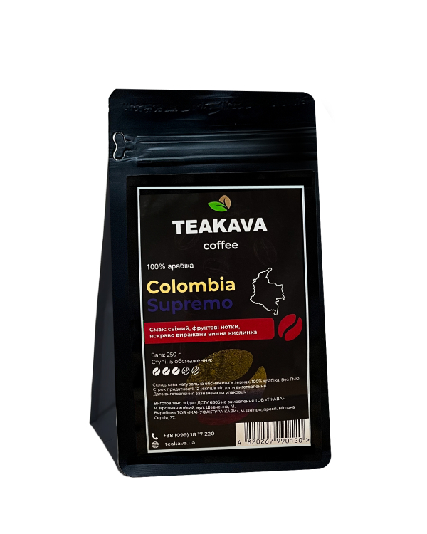Кава в зернах Teakava Colombia Supremo, 250 г (4820267990120) - фото