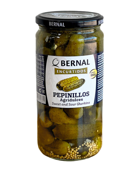 Корнішони Bernal кисло-солодкі 685 г,(суха вага 400 г) 12 шт/ящ, - фото