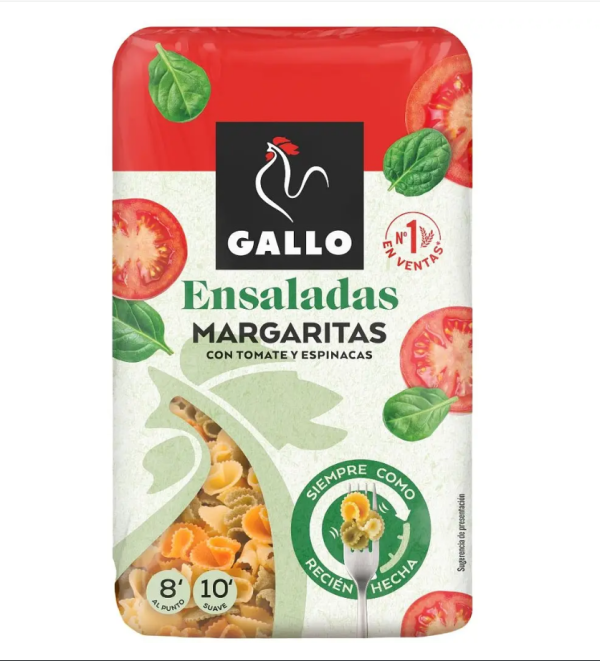 Макаронні вироби Gallo Ensaladas Margaritas Маргаритки з томатами і шпинатом 450 г,18 шт/ящ. - фото