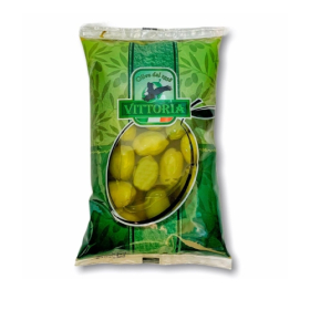 Оливки зелені VITTORIA Verdi Dolci Giganti ПАКЕТ, 500г нетто, 850г брутто 10шт/ящ - фото