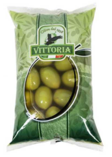Оливки зелені VITTORIA Verdi Dolci Giganti ПАКЕТ, 500г - фото